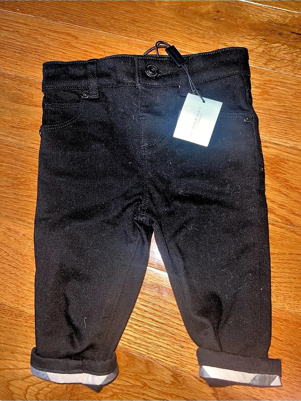 Burberry Children Check Cuff Denim Jeans Black